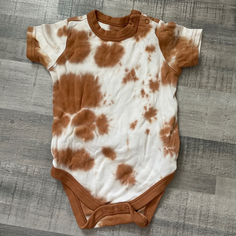 Goumi Brown and White Tie-Dye Kids One Piece